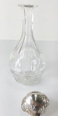 Antique Gorham Sterling Silver Art Nouveau and Crystal Glass Decanter Bottle