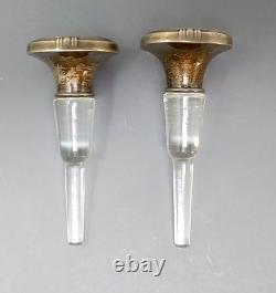 Antique Gorham Sterling Silver Etched Glass 3-Piece Vanity Set Circa 1910