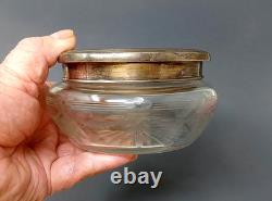 Antique Gorham Sterling Silver Etched Glass 3-Piece Vanity Set Circa 1910
