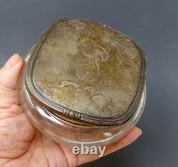 Antique Gorham Sterling Silver Etched Glass 3-Piece Vanity Set Circa 1910