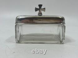 Antique Gorham Sterling Silver & Glass Box Memorial Engraving 1844-1921, 60g