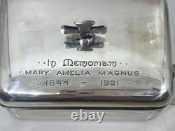Antique Gorham Sterling Silver & Glass Box Memorial Engraving 1844-1921, 60g
