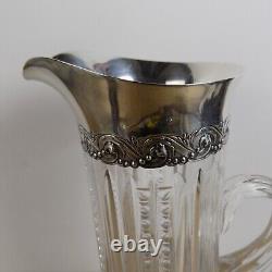Antique Gorham Sterling Silver Mounted Pitcher American Brilliant Cut Glass