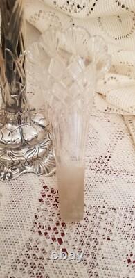 Antique Gorham sterling silver lily lilies VASE cut GLASS insert