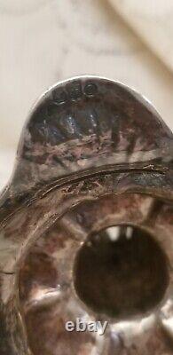 Antique Gorham sterling silver lily lilies VASE cut GLASS insert