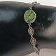 Antique Green Camphor Glass Sterling Silver Filigree Bracelet Victorian 5.5