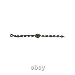 Antique Green Camphor Glass Sterling Silver Filigree Bracelet Victorian 5.5