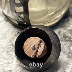 Antique HAIG'S. 925 STERLING SILVER OVERLAY Pinch BOTTLE 6.5 & 6 Shot Glass