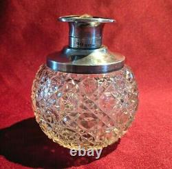 Antique H. S. Murdoch Perfume Bottle Cut Glass & Sterling Silver 1921 (PL46)