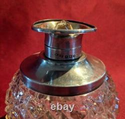 Antique H. S. Murdoch Perfume Bottle Cut Glass & Sterling Silver 1921 (PL46)
