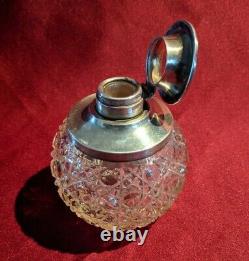 Antique H. S. Murdoch Perfume Bottle Cut Glass & Sterling Silver 1921 (PL46)