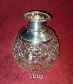 Antique H. S. Murdoch Perfume Bottle Cut Glass & Sterling Silver 1921 (PL46)