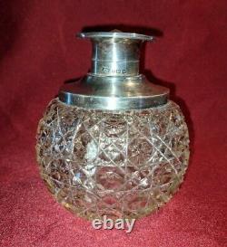 Antique H. S. Murdoch Perfume Bottle Cut Glass & Sterling Silver 1921 (PL46)