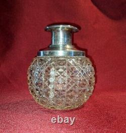 Antique H. S. Murdoch Perfume Bottle Cut Glass & Sterling Silver 1921 (PL46)