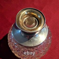 Antique H. S. Murdoch Perfume Bottle Cut Glass & Sterling Silver 1921 (PL46)