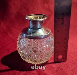 Antique H. S. Murdoch Perfume Bottle Cut Glass & Sterling Silver 1921 (PL46)