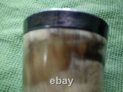 Antique Hallmarked Silver Rimmed Horn Beaker with glass Base / Cup / Goblet