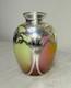 Antique Hand Blown Loetz Candia Silberiris Sterling Silver Overlay Glass Vase