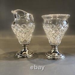 Antique Hawkes Cut Glass & Sterling Silver Hallmarked Cream and Sugar