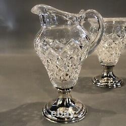 Antique Hawkes Cut Glass & Sterling Silver Hallmarked Cream and Sugar