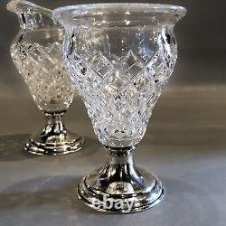 Antique Hawkes Cut Glass & Sterling Silver Hallmarked Cream and Sugar