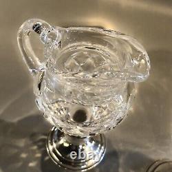 Antique Hawkes Cut Glass & Sterling Silver Hallmarked Cream and Sugar