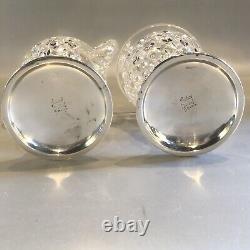 Antique Hawkes Cut Glass & Sterling Silver Hallmarked Cream and Sugar