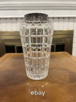 Antique Hawkes Cut Glass Vase Sterling Silver Rim, Brilliant Period Antique Hawkes Cut Glass Vase Sterling Silver Rim, Brilliant Period