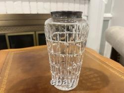 Antique Hawkes Cut Glass Vase Sterling Silver Rim, Brilliant Period Antique Hawkes Cut Glass Vase Sterling Silver Rim, Brilliant Period