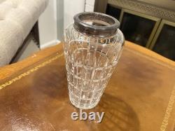 Antique Hawkes Cut Glass Vase Sterling Silver Rim, Brilliant Period Antique Hawkes Cut Glass Vase Sterling Silver Rim, Brilliant Period