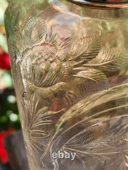 Antique Hawkes Sterling Silver Cut Glass Decanter Monogrammed