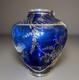 Antique Italian Blue Cobalt Glass Vase With Sterling Silver Overlay