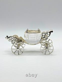 Antique Italian Sterling Silver Royal Carriage Miniature Cut Glass 9cm Ornate
