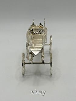 Antique Italian Sterling Silver Royal Carriage Miniature Cut Glass 9cm Ornate