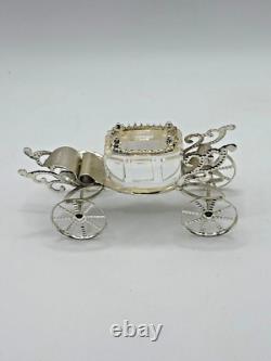 Antique Italian Sterling Silver Royal Carriage Miniature Cut Glass 9cm Ornate