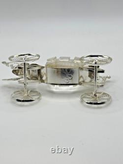Antique Italian Sterling Silver Royal Carriage Miniature Cut Glass 9cm Ornate