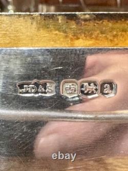 Antique J. Dixon & Sons Hip Flask Pair Sterling Silver, Croc Leather, Glass