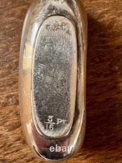 Antique J. Dixon & Sons Hip Flask Pair Sterling Silver, Croc Leather, Glass