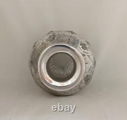 Antique La Pierre Art Nouveau Sterling Silver Overlay Glass Perfume Bottle