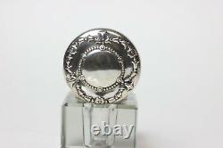 Antique Large Gorham Sterling Silver Cut Glass Inkwell Repousse Cover