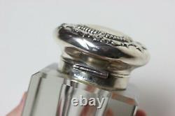 Antique Large Gorham Sterling Silver Cut Glass Inkwell Repousse Cover