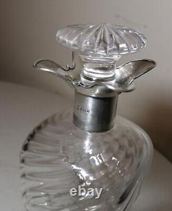 Antique Latham & Morton blown glass sterling silver glug glug liquor decanter
