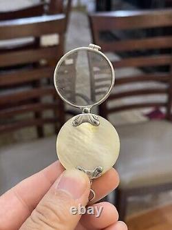 Antique Magnifying Glass Quizzer in Sterling Silver and Mother of Pearl