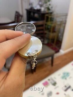 Antique Magnifying Glass Quizzer in Sterling Silver and Mother of Pearl