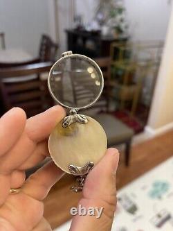 Antique Magnifying Glass Quizzer in Sterling Silver and Mother of Pearl