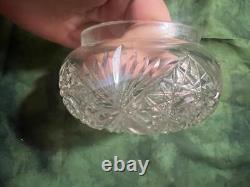Antique Old Art Nouveau Sterling Silver Lid Cut Glass Vanity Dressing Powder Jar