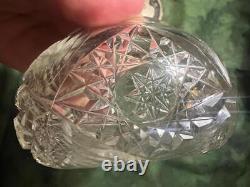Antique Old Art Nouveau Sterling Silver Lid Cut Glass Vanity Dressing Powder Jar
