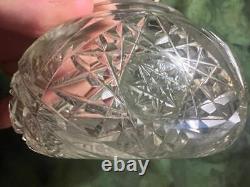 Antique Old Art Nouveau Sterling Silver Lid Cut Glass Vanity Dressing Powder Jar