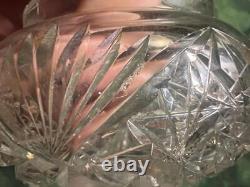 Antique Old Art Nouveau Sterling Silver Lid Cut Glass Vanity Dressing Powder Jar