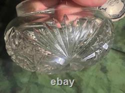 Antique Old Art Nouveau Sterling Silver Lid Cut Glass Vanity Dressing Powder Jar